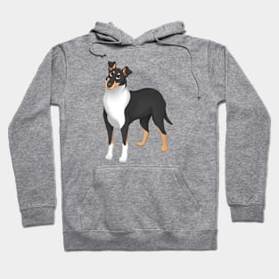 White, Black & Tan Smooth Collie Dog Hoodie